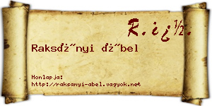 Raksányi Ábel névjegykártya