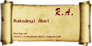 Raksányi Ábel névjegykártya